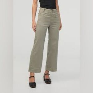 Du/er Duer Wide Leg Organic Cotton Olive Green Denim Pants Sz 30